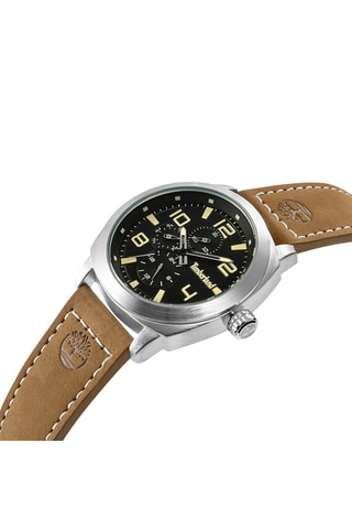 Montre à quartz en cuir et plaqué ion argent Brantford-Z - Chronographe - Camel et argenté