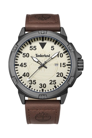 Montre à quartz en cuir - Marron et gris