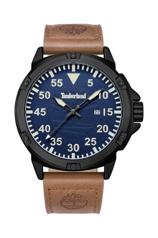 Montre à quartz en cuir et plaqué ion noir Weymont-Z - Camel et noir