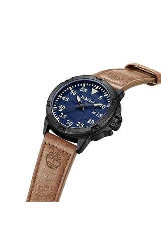 Montre à quartz en cuir et plaqué ion noir Weymont-Z - Camel et noir