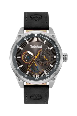 Montre à quartz en cuir et plaqué ion argent Dumbarton-Z - Chronographe - Noir et argenté