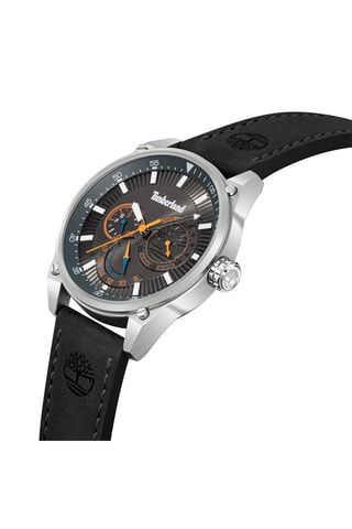 Montre à quartz en cuir et plaqué ion argent Dumbarton-Z - Chronographe - Noir et argenté