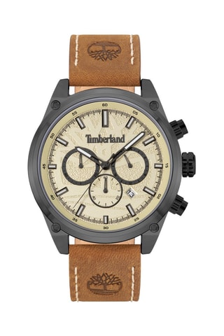 Montre à quartz en cuir Cherryfield-Z - Chronographe - Camel et gris