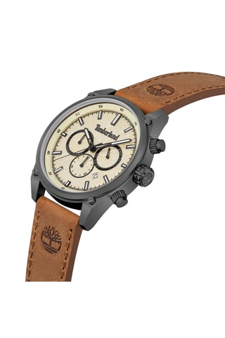 Montre à quartz en cuir Cherryfield-Z - Chronographe - Camel et gris