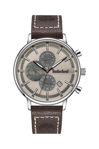 Montre à quartz en cuir Sterling - Marron et argenté
