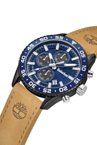 Montre en cuir - Chronographe - Beige et bleu