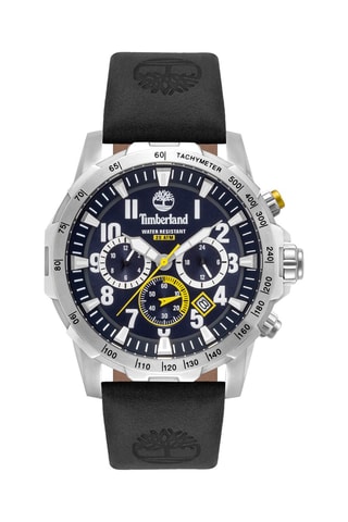 Montre en cuir - Tachymètre et chronographe - Noir et argenté