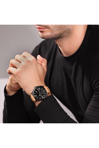 Montre en cuir - Beige et noir