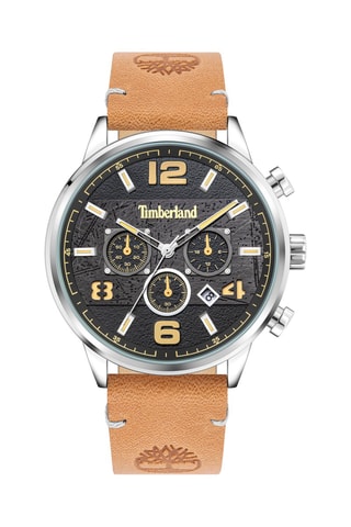 Montre en cuir - Chronographe - Camel et argenté