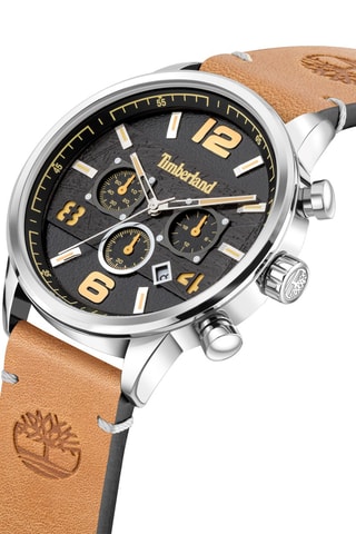 Montre en cuir - Chronographe - Camel et argenté