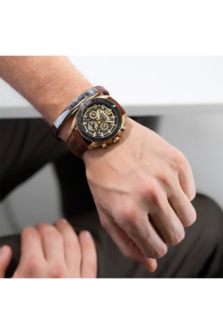Montre en cuir - Chronographe - Marron et noir
