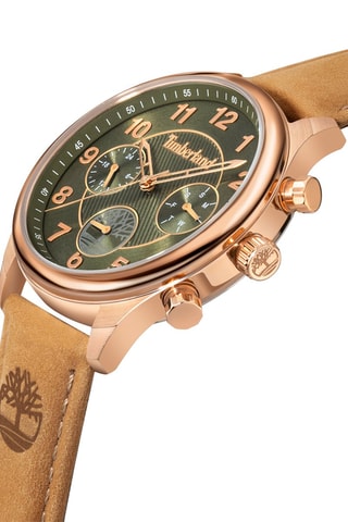 Montre à quartz en cuir Ballardvale - Camel et doré rose