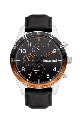 Montre à quartz en cuir Chicopee - Noir et orange