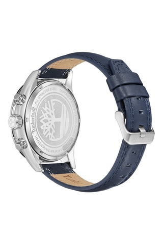 Montre à quartz en cuir Hooksett - Bleu marine et argenté
