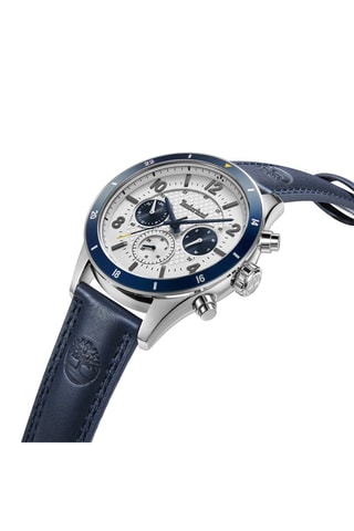 Montre à quartz en cuir Hooksett - Bleu marine et argenté