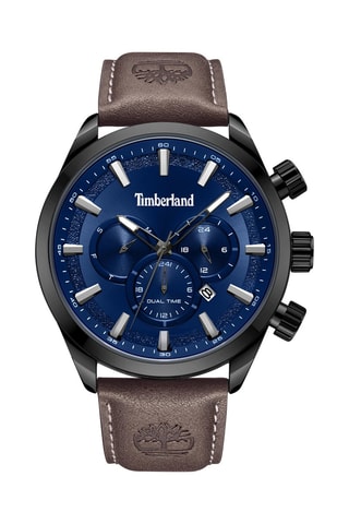 Montre à quartz en cuir - GMT - Marron foncé et noir