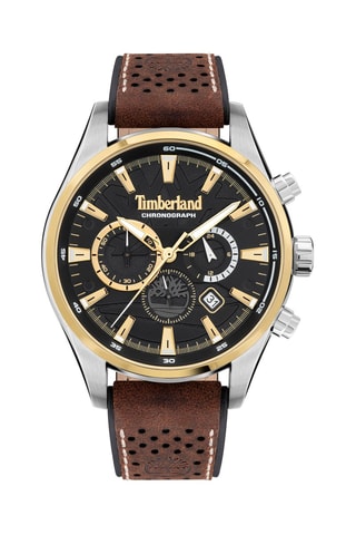 Montre à quartz en cuir Aldridge - Chronographe - Marron et doré