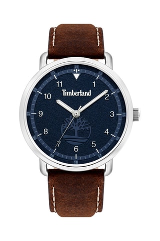 Montre à quartz en cuir Robbinston - Marron foncé et argenté