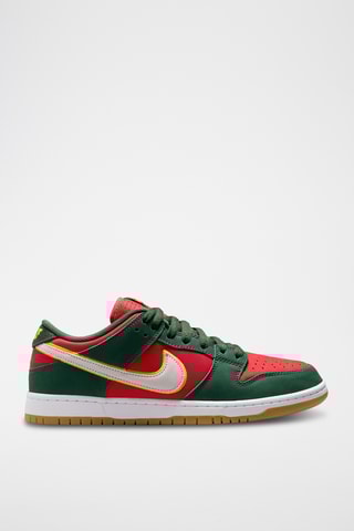 SB Dunk Low Pro Premium en cuir - Vert foncé et rouge - Nike