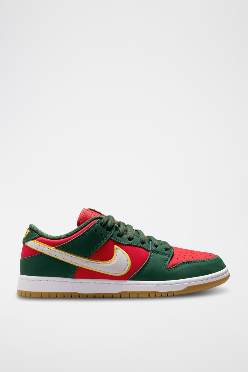SB Dunk Low Pro Premium en cuir - Vert foncé et rouge - Nike