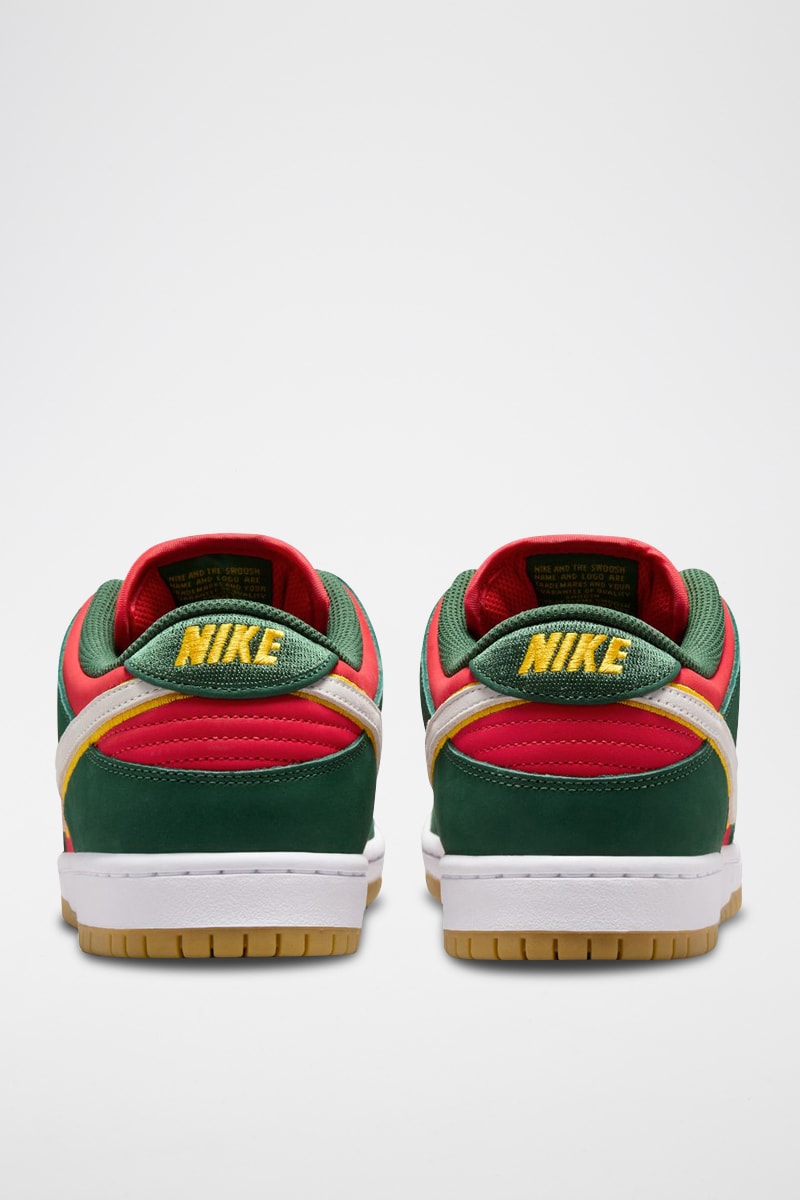 SB Dunk Low Pro Premium en cuir - Vert foncé et rouge - Nike