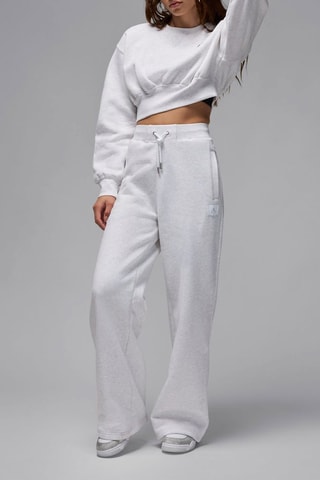 Pantalon ample polaire taille haute - Gris clair chiné