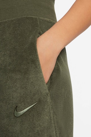 Pantalon wide legs taille haute en velours Terry - Kaki