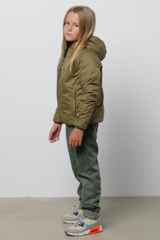 Dubbelzijdige Gewatteerde Jas met Capuchon - Kaki en Zwart