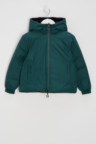 Dubbelzijdige Gewatteerde Jas met Capuchon - Zwart en Groen