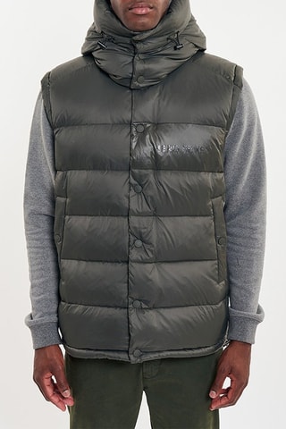 Mouwloze Gewatteerde Jas met Capuchon - Kaki