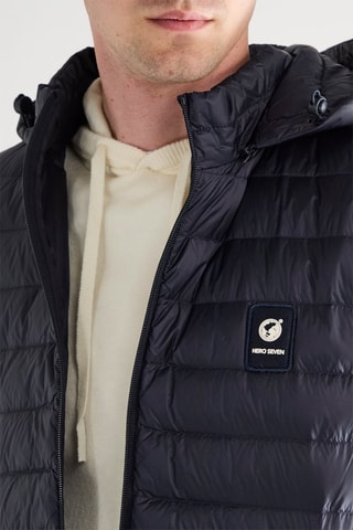 Colete acolchoado com capuz - Azul-marinho