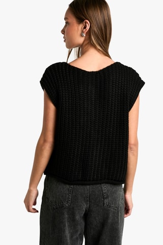 Gilet oversize en laine - Noir