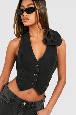 Gilet sans manches en jean - Noir