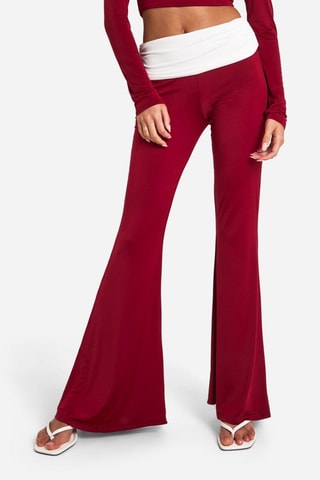 Pantalon flare taille haute - Cherry
