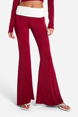Pantalon flare taille haute - Cherry