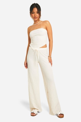 Pantalon wide legs - Blanc cassé