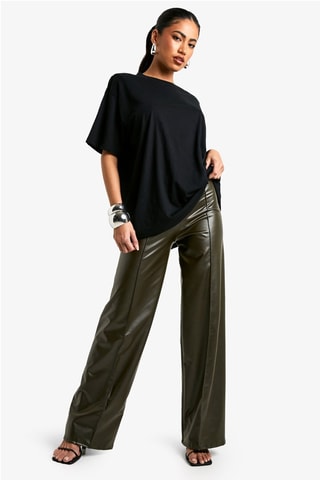 Pantalon wide legs taille haute - Kaki
