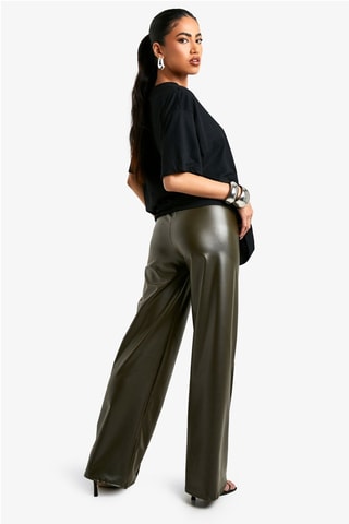 Pantalon wide legs taille haute - Kaki