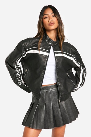 Veste en cuir - Gris