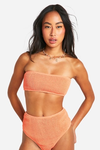 Bas de maillot taille haute - Corail