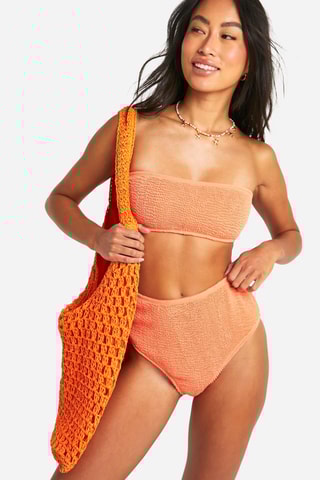 Bas de maillot taille haute - Corail