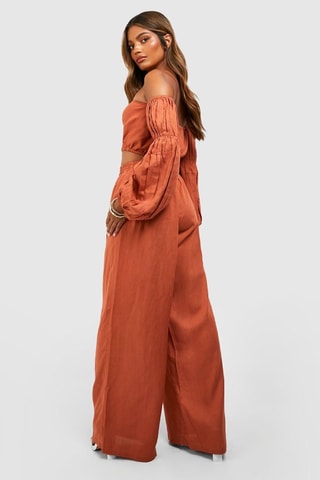 Crop top et pantalon wide legs - Terracotta