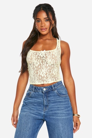 Kanten Crop Top - Geel