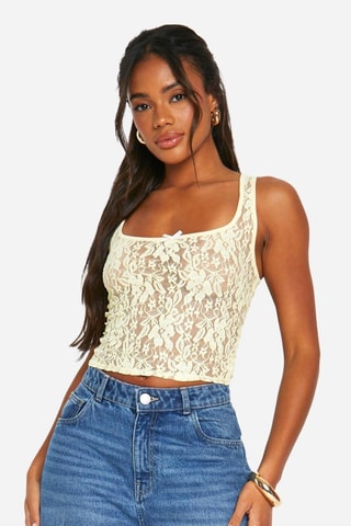 Kanten Crop Top - Geel