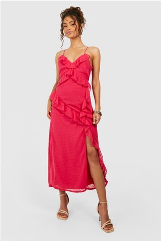 Robe midi en plumetis - Rose