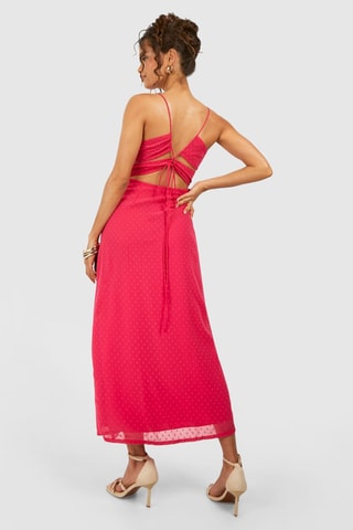 Robe midi en plumetis - Rose