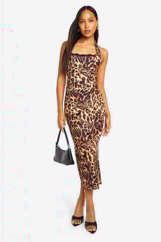 Robe midi - Marron