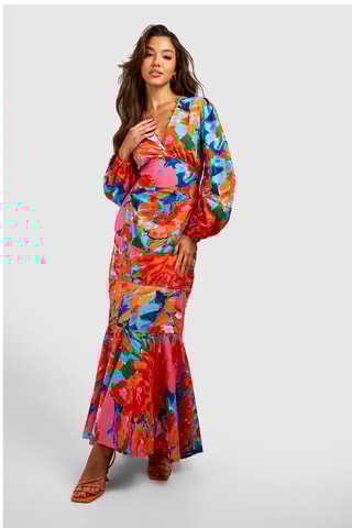 Robe longue - Rose et orange