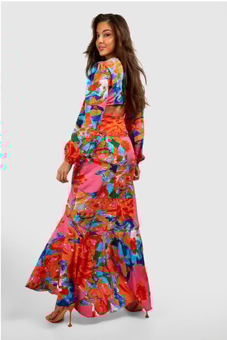 Robe longue - Rose et orange