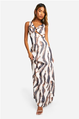 Robe longue - Blanc et marron